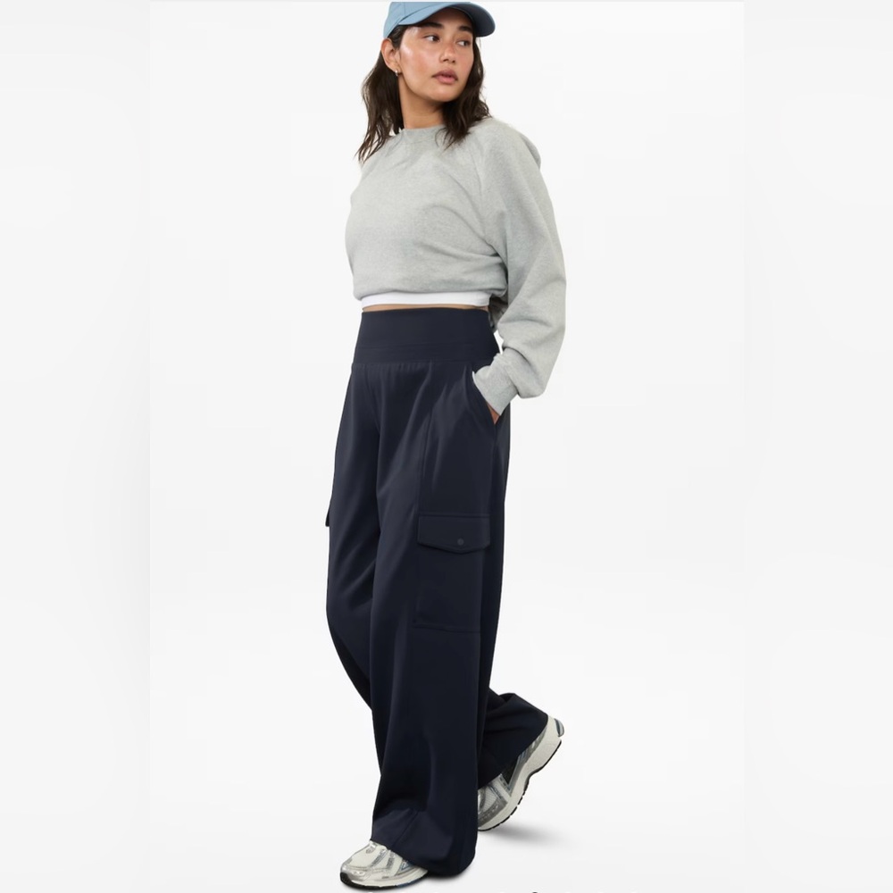 Athleta Black High Rise Straight Leg Cargo Pant